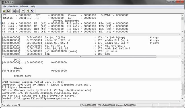 MIPS模拟器-pcspim，MIPS架构CPU模拟软件